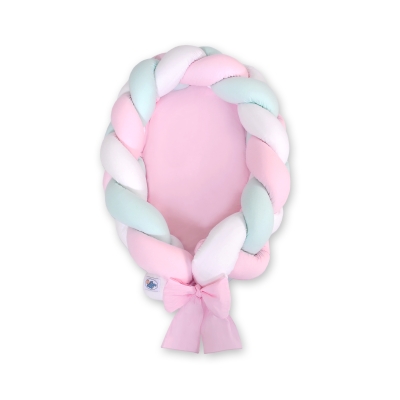 Flettet sengerand og babyrede  Mint Lyserød Hvid Pink