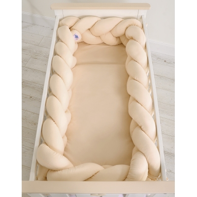 Flettet sengerand til babyseng XXL  Beige