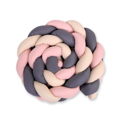 Flettet sengerand til babyseng XXL  Beige Antracit Støvet Pink