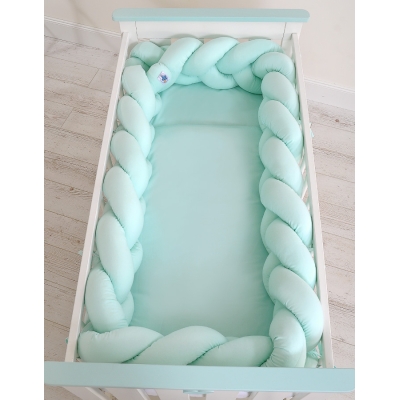Flettet sengerand til babyseng XXL  Mint