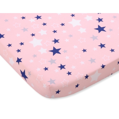 Lagen lavet af bomuld for tremmeseng 120x60cm  Blå Lyserød Pink Bomuld Stjerner