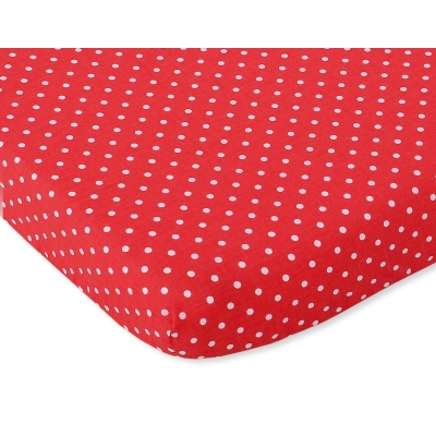 Lagen lavet af bomuld for tremmeseng 120x60cm  Rød Polkaprikker Bomuld