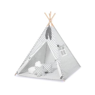 Legesæt med tipi telt, tæppe  Grå