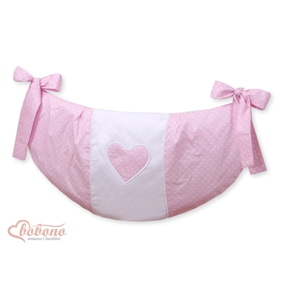 Legetøjspose til tremmeseng - Hanging Hearts  Lyserød Pink Polkaprikker