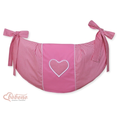 Legetøjspose til tremmeseng - Hanging Hearts  Lyserød Pink Ternet
