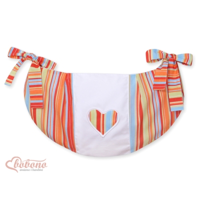 Legetøjspose til tremmeseng - Hanging Hearts  Orange Striber