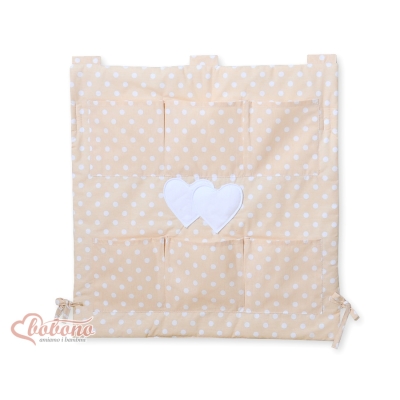 Lommeophæng til tremmeseng - Hanging Hearts  Beige