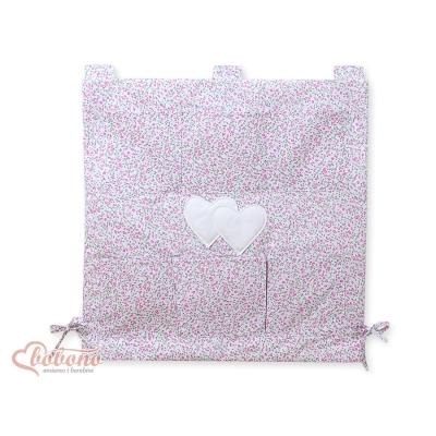 Lommeophæng til tremmeseng - Hanging Hearts  Lyserød Pink Blomstereng Blomster