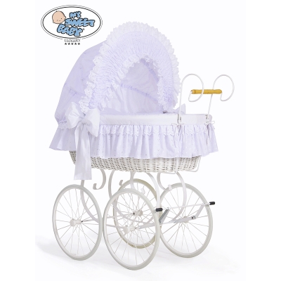 Moseskurv / Retro flettet babykurv  Hvid Charlotte