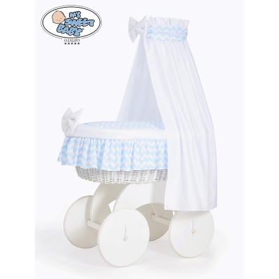 Moseskurv til baby på hjul / Flettet kurv med sengehimmel  Hannah