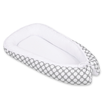 Rede til baby  Hvid Grå Polkaprikker