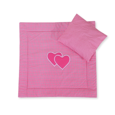Sæt til babyens vogn Hjerter  Lyserød Pink Ternet