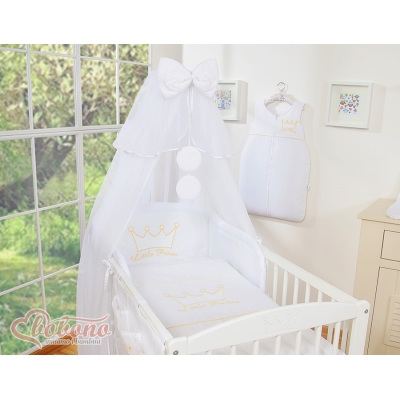 Sæt til babyseng i 7 dele Little Prince/Princess  Hvid