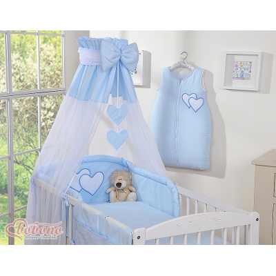 Sengehimmel til baby Hjerter  Blå Sifonki