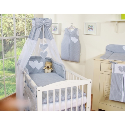 Sengehimmel til baby Hjerter  Grå Sifonki