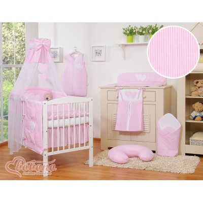 Sengehimmel til baby Hjerter  Lyserød Pink Striber Sifonki