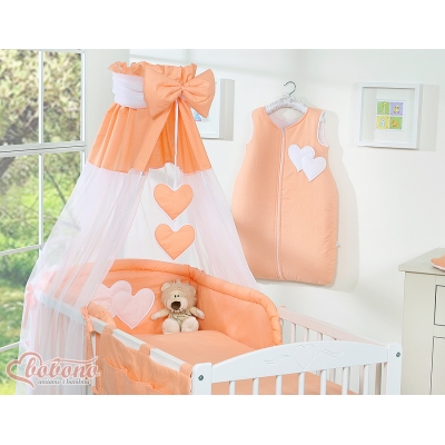 Sengehimmel til baby Hjerter  Orange Sifonki