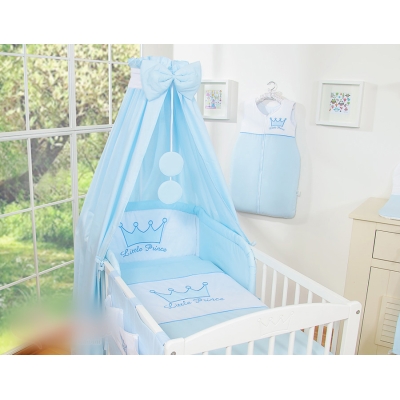 Sengehimmel til babyseng lavet af stof - Little Prince/Princess  Blå Bomuld