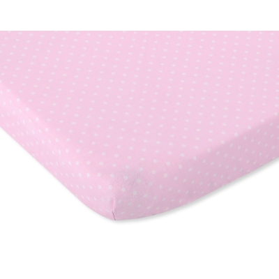 Sengelagen til babyseng 120x60cm  Lyserød Pink Polkaprikker Bomuld