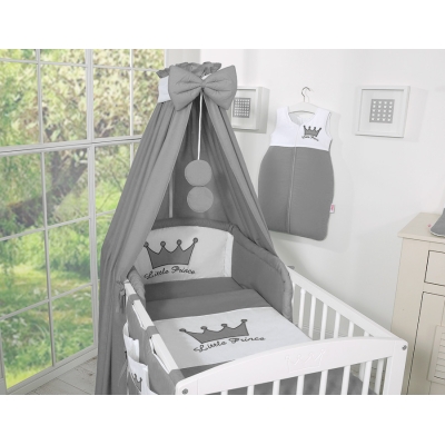 Sengesæt og sengehimmel til tremmeseng Little Prince / Princess  Antracit