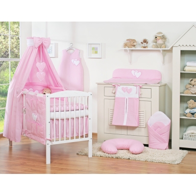 Sengesæt til baby tremmeseng i 11 dele  Lyserød Pink