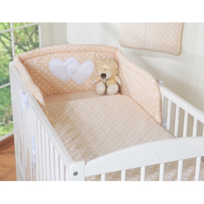 Sengesæt til babyseng  Beige Polkaprikker