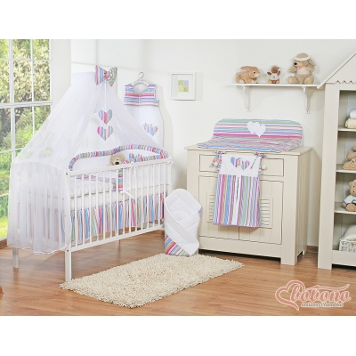 Sengesæt til tremmeseng i 11 dele  Lilla Striber