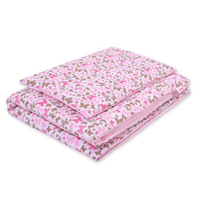 Sengetøj af bomuld 140x200 Junior  Lyserød Pink Sommerfugle