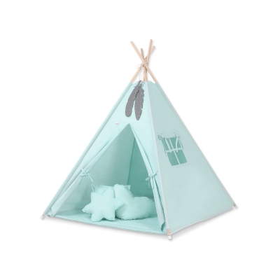 Teltsæt Tipi Telt Børn med legetæppe + puder sæt   Mint