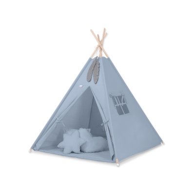 Teltsæt Tipi Telt Børn med legetæppe + puder sæt   Pastel Blå