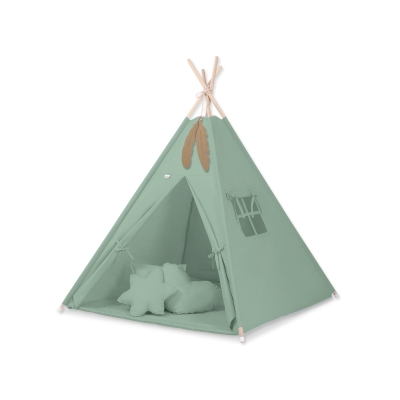 Teltsæt Tipi Telt Børn med legetæppe + puder sæt   Pastel Grøn