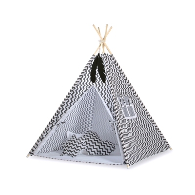 Teltsæt Tipi Telt Børn  Sort Siksak