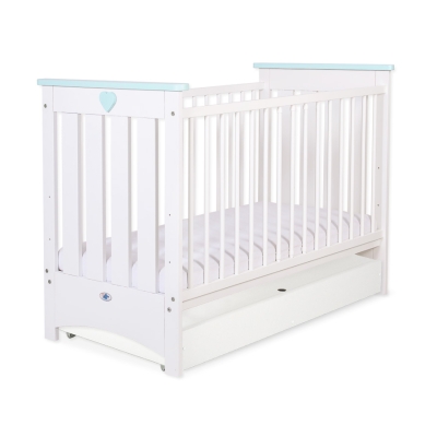 Tremmeseng 120x60cm til baby LORENZO med Sfuffe  STANDARD Mint Hvid