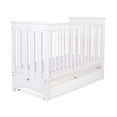 Tremmeseng af træ 120x60cm LORENZO med Sfuffe  STANDARD Hvid