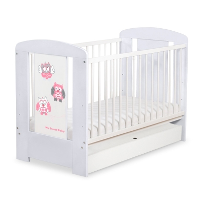 Tremmeseng med Skuffe  til baby Munter Ugler    STANDARD