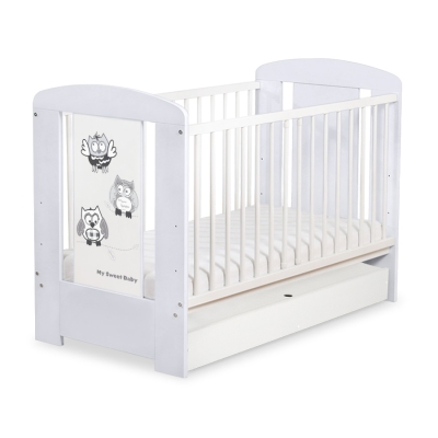 Tremmeseng med Skuffe  til baby Munter Ugler    STANDARD