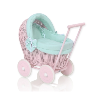 Vogn i pileflet til dukke  Mint Lyserød Pink