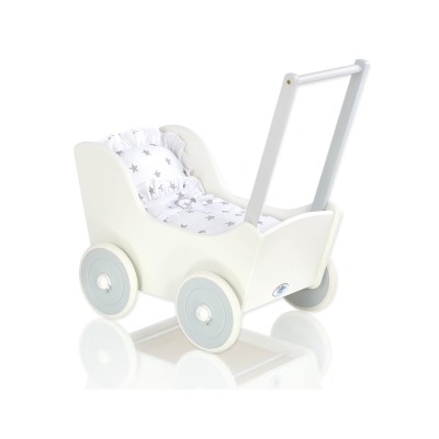 Vogn til babydukke  Hvid Grå