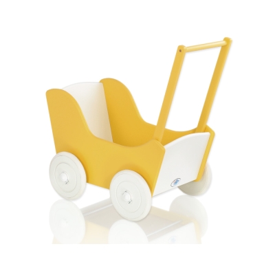 Vogn til babydukke  Hvid Gul