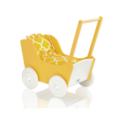 Vogn til babydukke  Hvid Gul