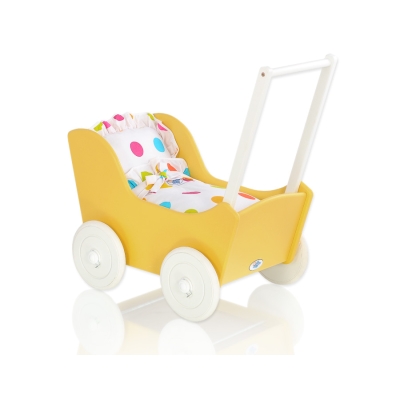 Vogn til babydukke  Hvid Gul