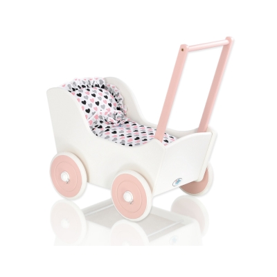Vogn til babydukke  Hvid Pulverrosa