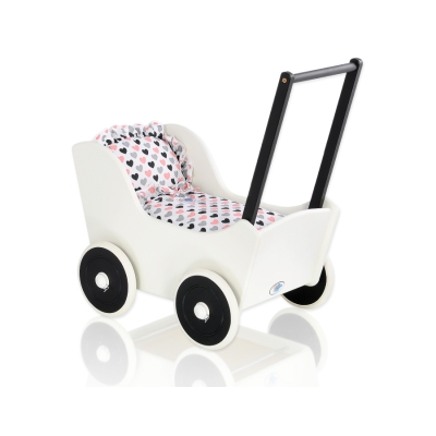 Vogn til babydukke  Hvid Sort