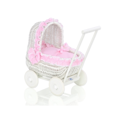 Vogn til babydukke  Lyserød Hvid Pink