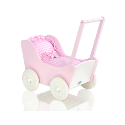 Vogn til babydukke  Lyserød Hvid Pink