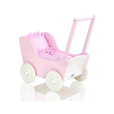 Vogn til babydukke  Lyserød Hvid Pink