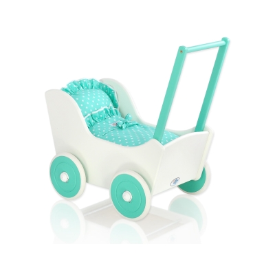 Vogn til babydukke  Mint Hvid