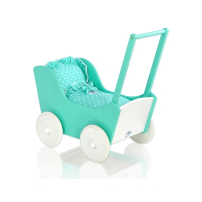 Vogn til babydukke  Mint Hvid
