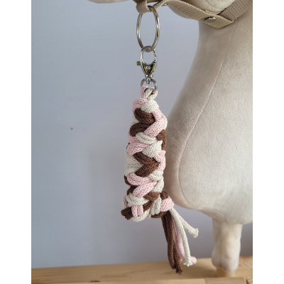 Trekolor flettet træktov til kæphest Brun Lys Beige Pastel Pink