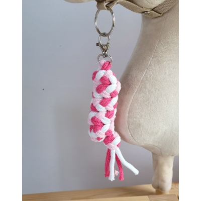 Trekolor flettet træktov til kæphest Hvid Lys Pink Mørk Pink